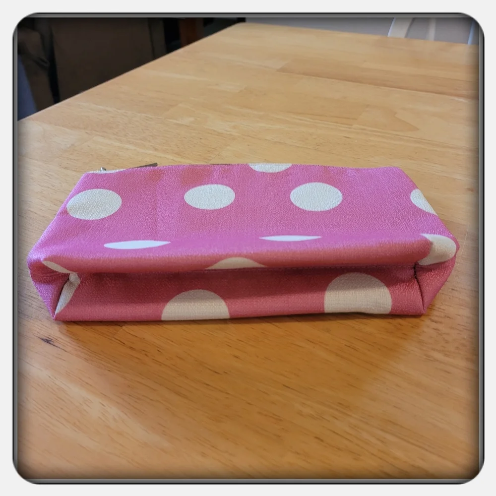 NWOT Lancome Pink Poka Dot Make Up Bag